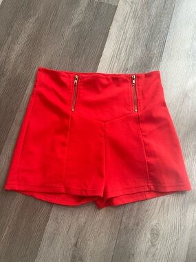 Connection 18 Red High-Waist Zip Shorts